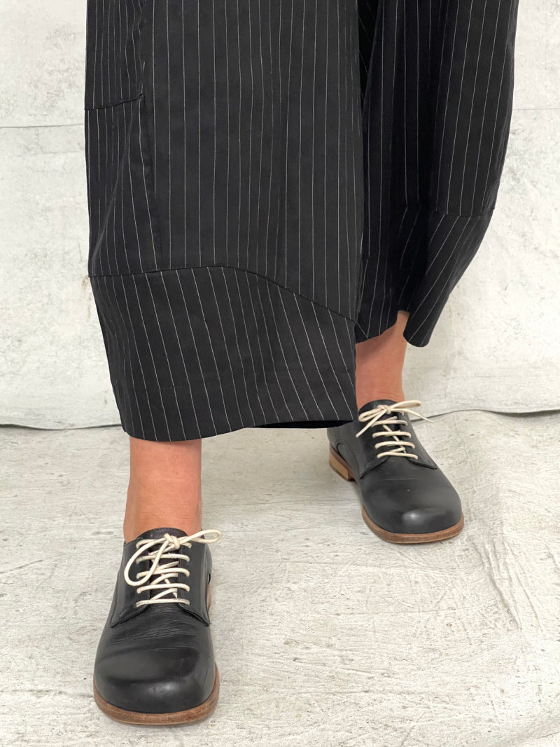 Grace Pant Black Pinstripe Stretch Linen