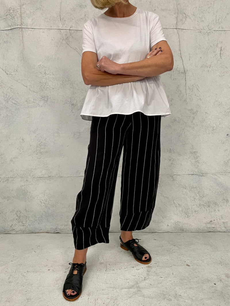 Grace Pants in Black Striped Linen ( No stretch we suggest you go up a size)