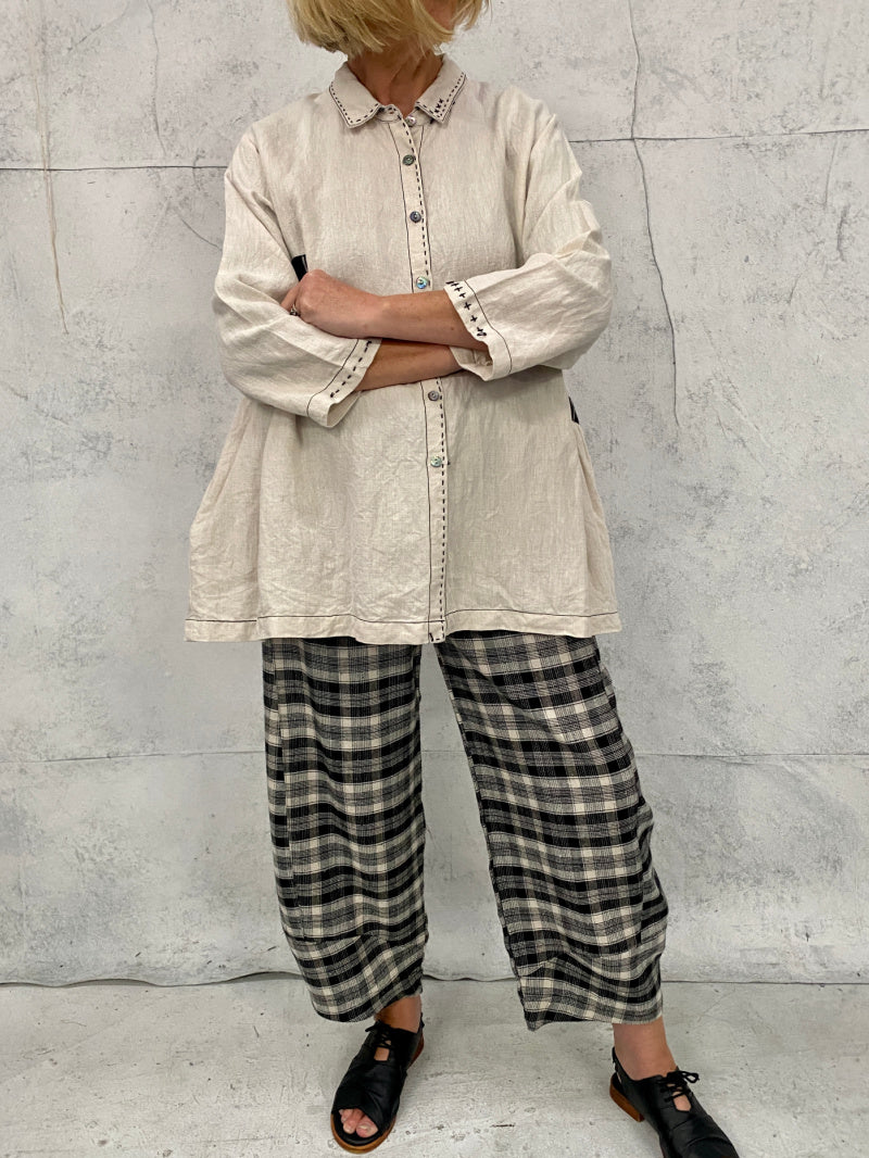 Grace Pants in Textured Linen Check
